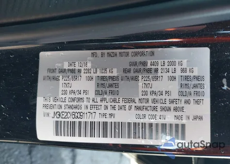 2016 Mazda Cx-5 Touring z USA, uszkodzony, nr VIN JM3KE2CY6G0911717